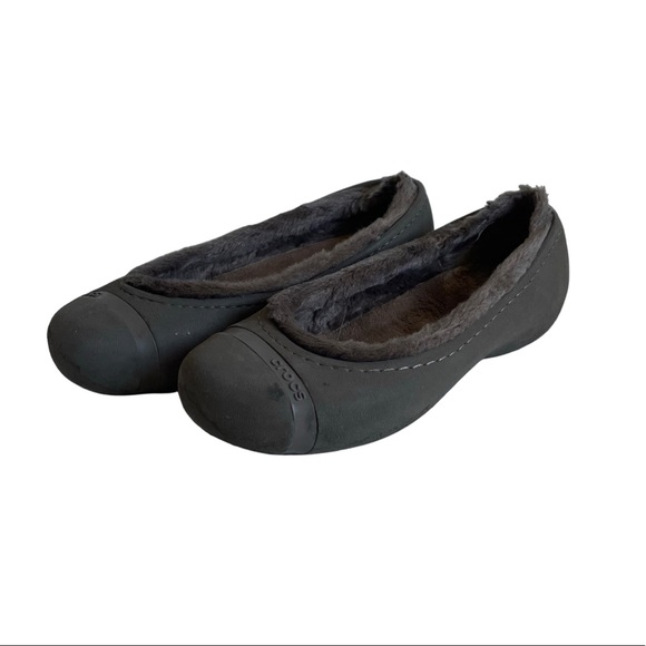 Crocs Nanook Faux Fur Lined Ballet Flats Women Size 6 - Picture 1 of 8